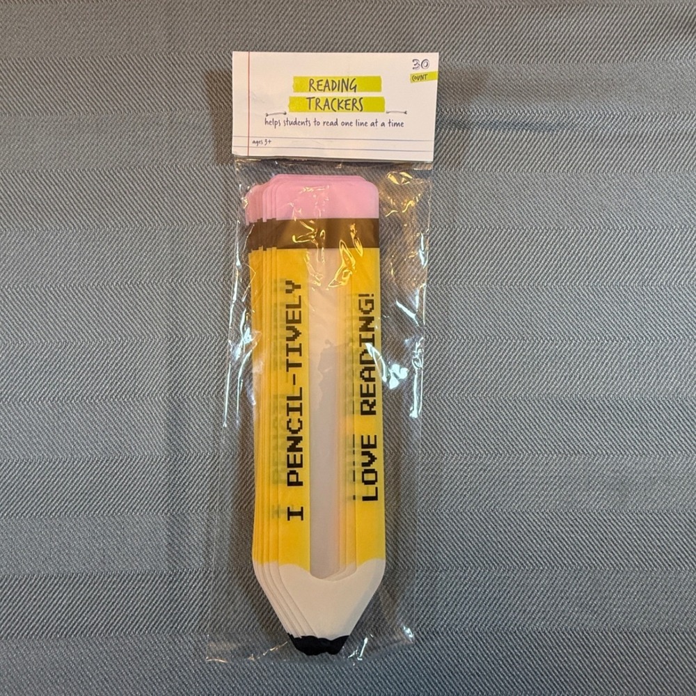 30 Count Pencil Reading Trackers Guided Reading Strips for Students Yellow